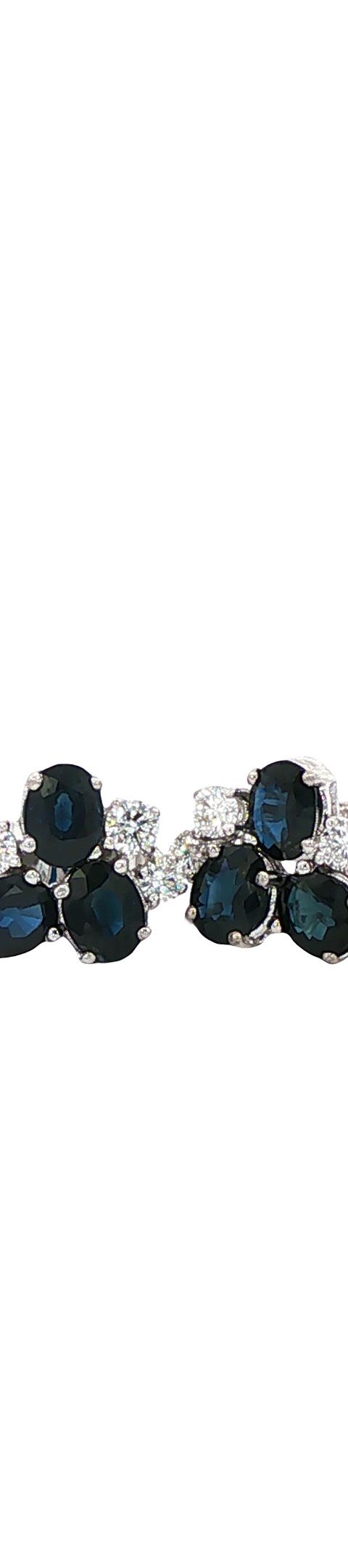 Vintage 18K White Gold Stud Earrings with Sapphire and Diamond